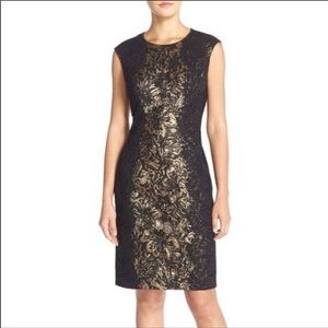 Black and gold lace dress